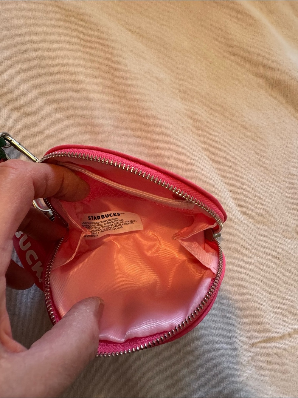 Starbucks Hot Pink Zip Wristlet Coin Pouch with Strawberry Tag - Picture 4 of 4